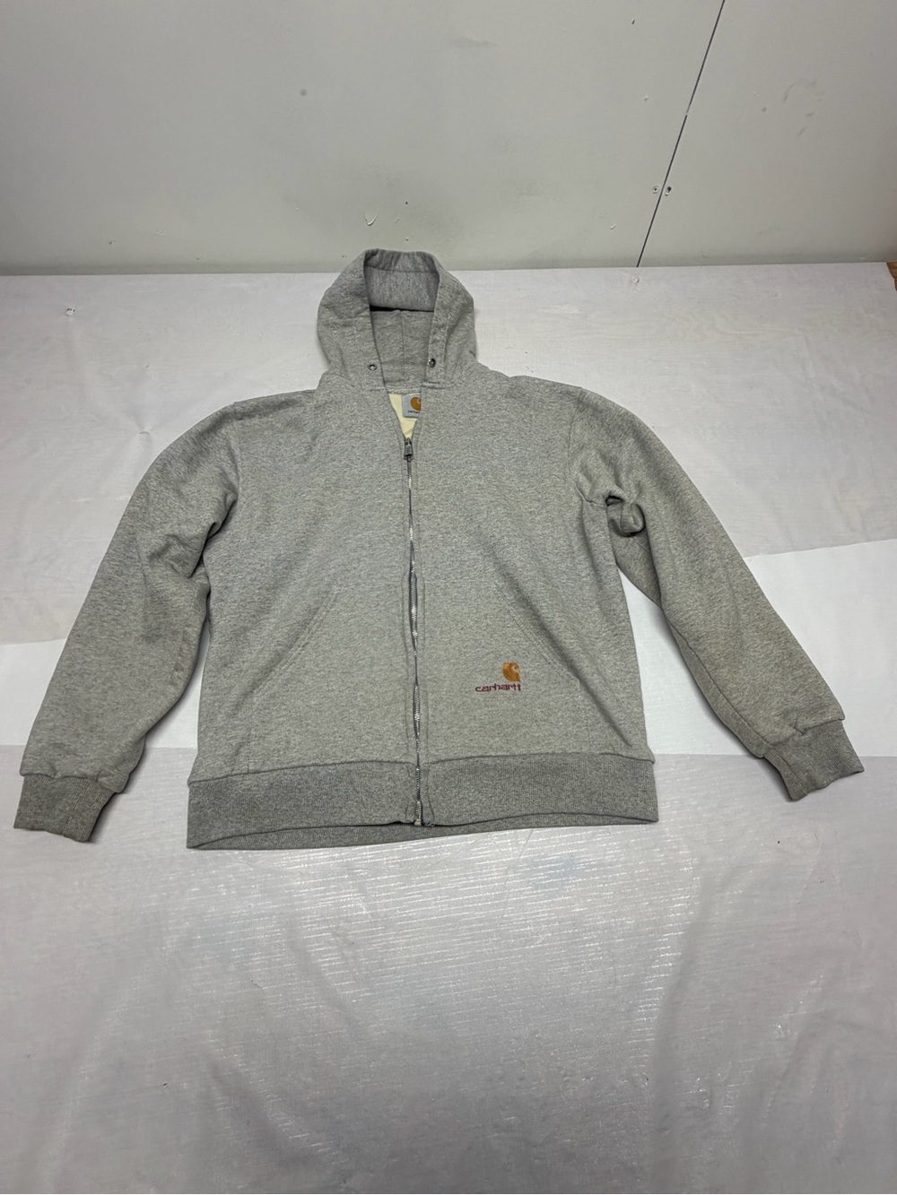 Carhartt Gray Zip-Up Hooded Sweater Sz:Large